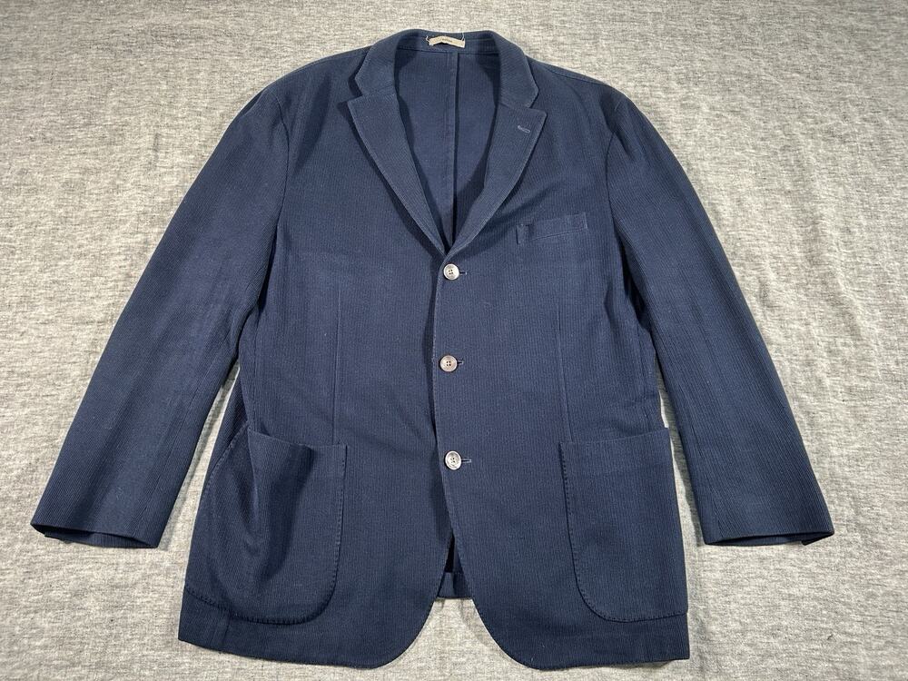 Boglioli Dover Blazer Mens 60R Navy Blue Cotton Hopsack Sport Coat Made in Italy